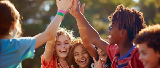 niños en campamento